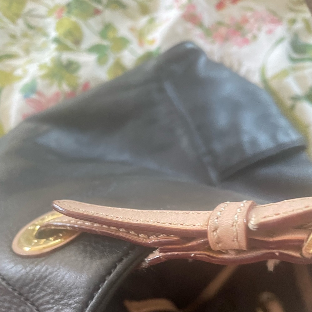 Michael Kors tote Black leather with. Tan straps